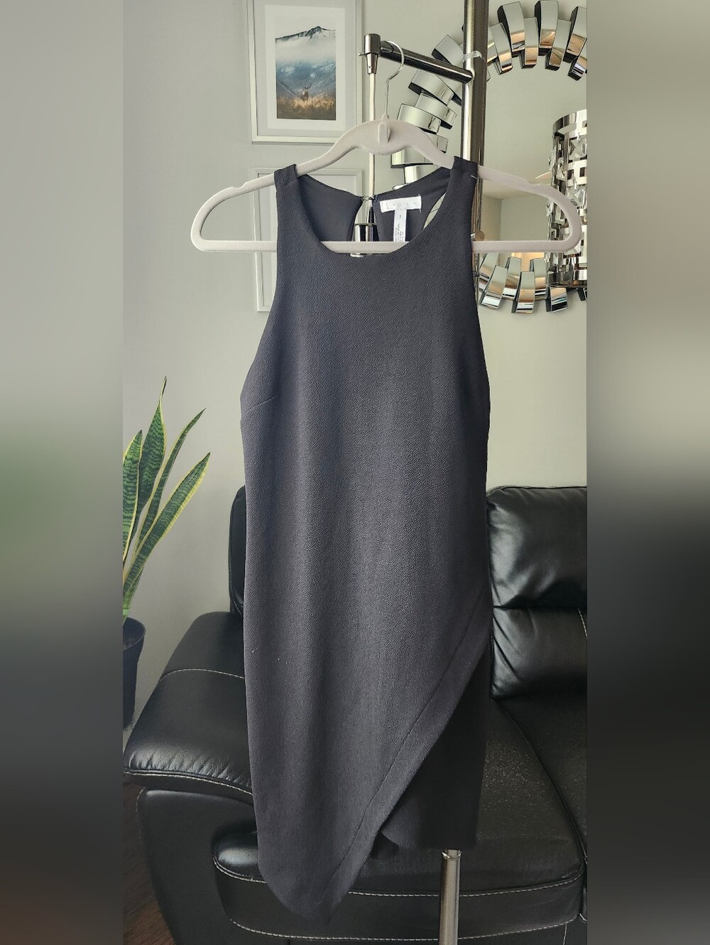 Leith Asymmetrical Black Sleeveless Dress